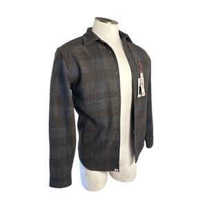 NWT Men S OurCaste DWR Gray Wool Blend Joel Shirt Jacket Button Front Flannel